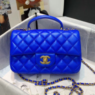 Chanel Shiny Lambskin Mini Flap Bag with Top Handle AS2431 Royal Blue 2021