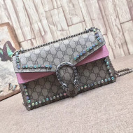 Gucci Dionysus GG Supreme Shoulder Bag with Crystals 400249 Pink 2017