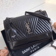Saint Laurent Sunset Medium Shoulder Bag in Monogram Leather 442906 Black 2019