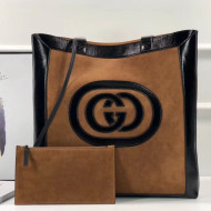 Gucci Ophidia Suede Large Tote 519335 Chestnut/Black 2018