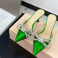 Mach & Mach Glazed Heel Slide Sandals 6.5cm Green 2021 102