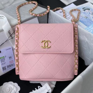 Chanel Calfskin Small Hobo Bag with Chain Charm AS2542 Pink 2021