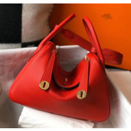 Hermes Lindy 30cm Bag In Togo Calfskin Leather Red 2020
