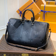 Louis Vuitton Keepall Bandoulière 45 Bag in Giant Monogram Leather M45532 Black 2021
