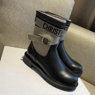 Dior D-Major Ankle Boots in Technical Fabric and Calfskin Taupe/Black 2021