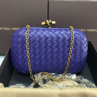 Bottega Veneta Knot Woven Lambskin Clutch with Chain Violet Blue 2019