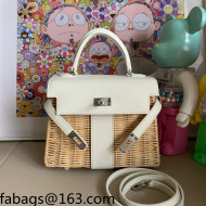 Hermes Kelly Picnic Mini Bag 20cm in Swift Leather and Wove White 2021