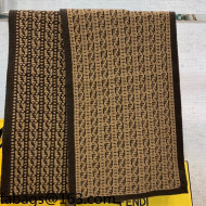 Fendi Wool Scarf 30x180cm Brown 2021 110309
