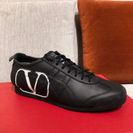 Valentino VLogo Straped Leather Sneakers Black Leather 2021