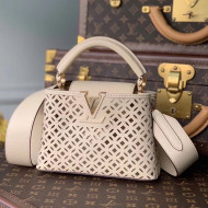 Louis Vuitton Capucines BB Bag in Cutout Leather M57228 Cream White 2021