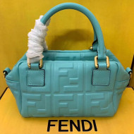 Fendi Lambskin FF Square-shaped Mini Boston Top Handle Bag Blue 2019