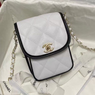 Chanel Grained Calfskin Mini Messenger Bag AS2540 White 2021