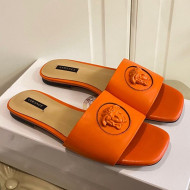 Versace Logo Flat Slide Sandals Orange 2021