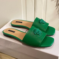 Versace Logo Flat Slide Sandals Green 2021