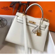 Hermes Kelly 25cm Top Handle Bag in Epsom Leather Off-White 2020
