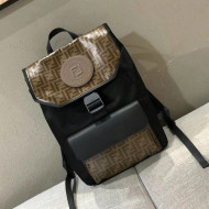 Fendi Rama FF Fabric Backpack Brown/Black 2019
