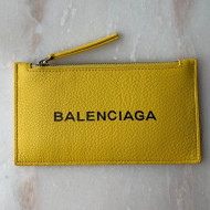 Balenciaga Grained Calfskin Long Zipped Card Holder Yellow 