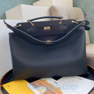 Fendi Men's Medium Peekaboo Iconic Essential Tote Bag in Black Leather 2020