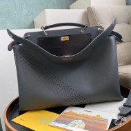 Fendi Men's Medium Peekaboo Iconic Essential Tote Bag in Grey Cutout Leather 2020