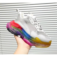 Balenciaga Triple S Rainbow Outsole Sneakers White/Grey 2019