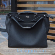 Fendi Men's Peekaboo Iconic Fit  Bag Bugs Tote Bag in Black Leather 03 2020