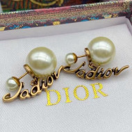Dior J'Adior Pearl Short Earrings Aged Gold/White 2021