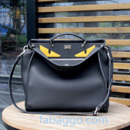 Fendi Men's Medium Peekaboo Iconic Fit  Bag Bugs Tote Bag in Black Leather 04 2020