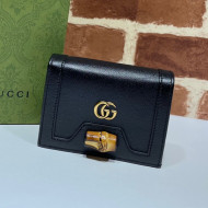 Gucci Diana Bamboo Card Case Wallet ‎658244 Black 2021