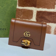 Gucci Diana Bamboo Card Case Wallet ‎658244 Brown 2021
