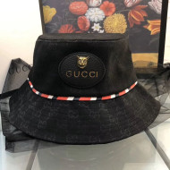 Gucci GG Canvas Web Striped Bucket Bag Black 2019