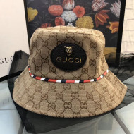 Gucci GG Canvas Web Striped Bucket Bag Beige 2019