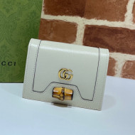 Gucci Diana Bamboo Card Case Wallet ‎658244 White 2021