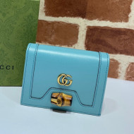 Gucci Diana Bamboo Card Case Wallet ‎658244 Pastel Blue 2021