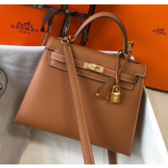 Hermes Kelly 25cm Top Handle Bag in Epsom Leather Brown 2020