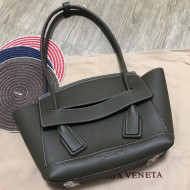 Bottega Veneta Arco Small Grained Calfskin Maxi Weave Top Handle Bag Dark Green 2019