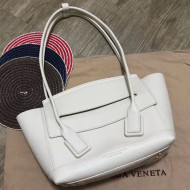Bottega Veneta Arco Small Grained Calfskin Maxi Weave Top Handle Bag White 2019