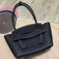 Bottega Veneta Arco Small Grained Calfskin Maxi Weave Top Handle Bag Black 2019