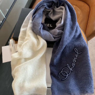 Chanel Cashmere Gradual Color Scarf 75x200cm Gray/Blue 2019