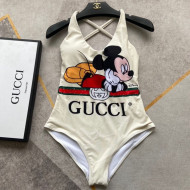 Gucci x Mickey Mouse One-Piece Swimwear White 2021