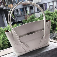 Bottega Veneta Arco Medium Grained Calfskin Maxi Weave Top Handle Bag White 2019