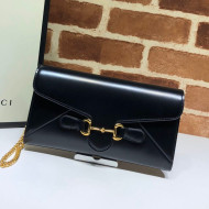 Gucci Leather Clutch with Chain 614381 Black 2021