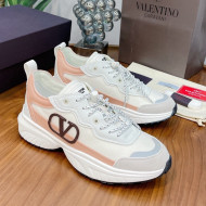 Valentino VLogo Sneakers in Mesh and Calfskin Patchwork White/Pink  (For Women and Men)