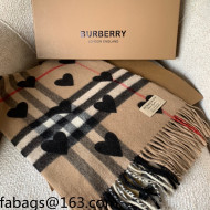 Burberry Love Check Cashmere Scarf 30x168cm Brown 2021