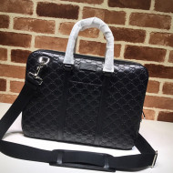 Gucci GG Embossed Leather Business Bag 451169 Black 2021