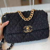 Chanel 19 Crochet Tweed Flap bag AS1160 Black 2021 112690