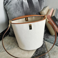 Celine Bucket 16 Bag in White Linen Canvas 2021