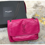 Saint Laurent Baby Niki Chain Bag in Vintage Crinkled Leather 533037 Rosy 2021