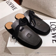 Loewe Lace up Mules in Suede and Calfskin Black 2020