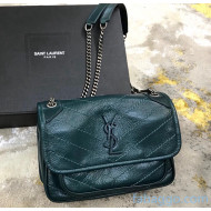 Saint Laurent Baby Niki Chain Bag in Vintage Crinkled Leather 533037 Green 02 2021