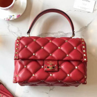 Valentino Lambskin Garavani Candystud Single Handle Bag Red 2018